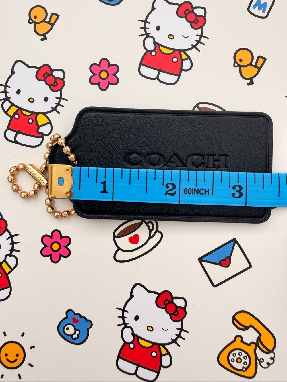 NWOT Coach Black Leather Hang Tag with Brass Chain - Picture 6 of 8